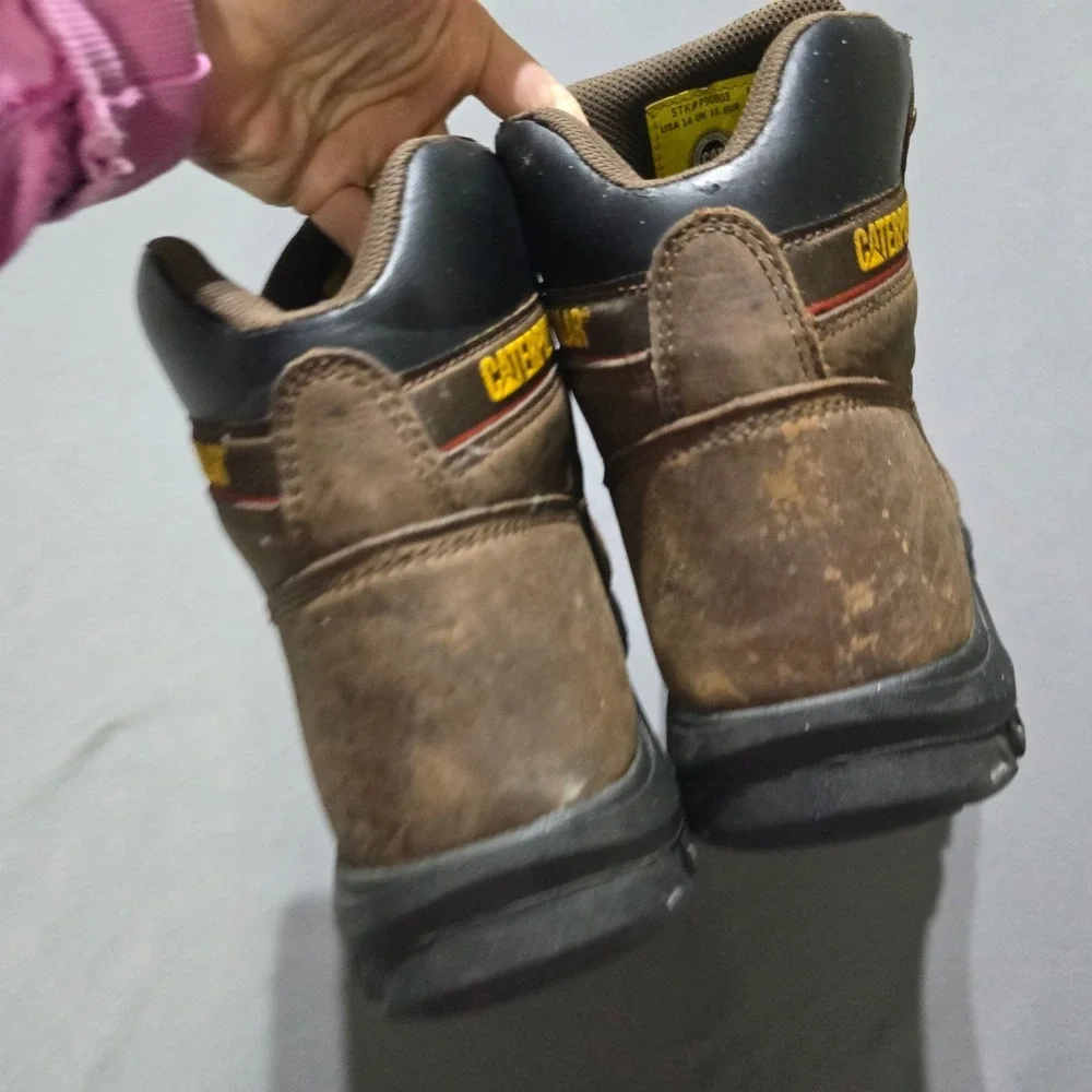 Caterpillar Steel Toe Work Boots Mens 14 Outline Brown Leather P90803